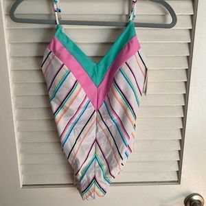White retro stripped bathing suit